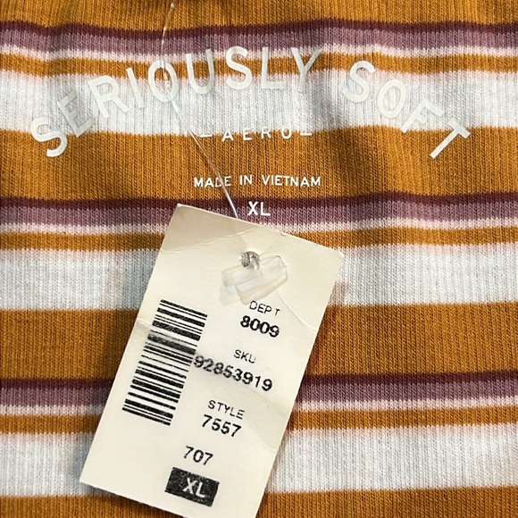 NWT Aero Seriously Soft Bodycon Top XL Off Shoulder Striped Y2K Boho Orange Crop - Picture 7 of 9